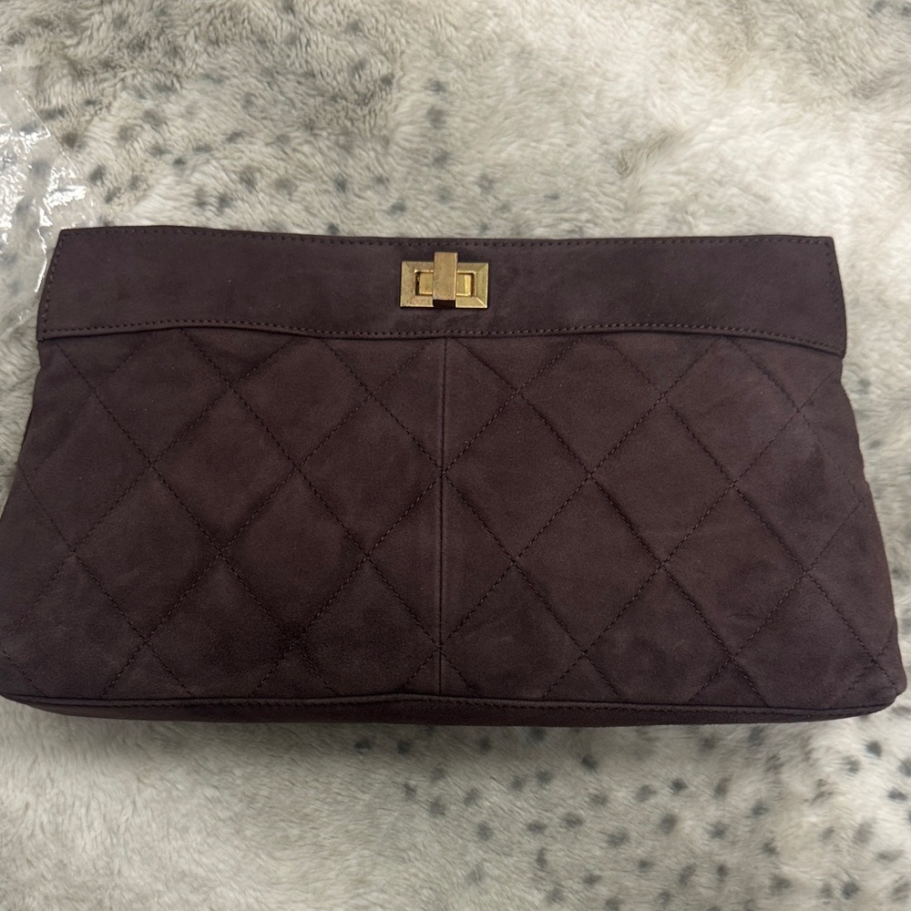 Chic Quilted Clutch in Deep Brown